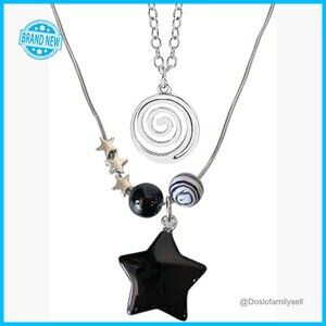 Y2K Star Swirl Necklace Set Grunge Punk Gothic Jewelry Alloy Accessories